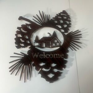 Rustic Metal Welcome Sign‎ w house design